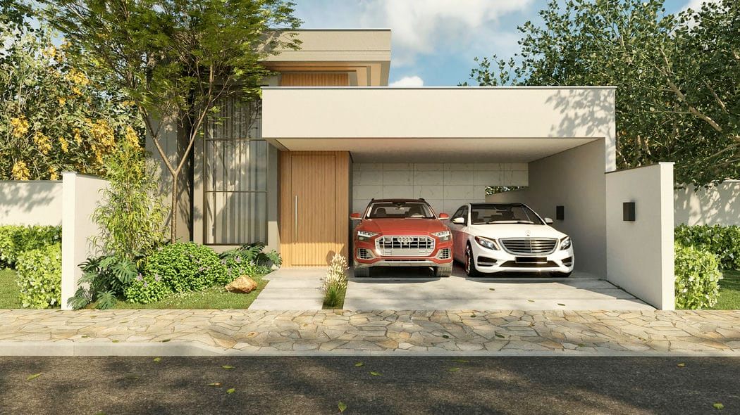 Fachada moderna com garagem 2 carros