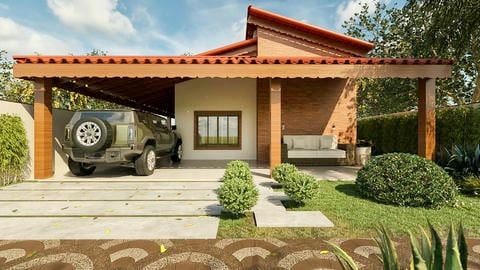 casa com telhado aparente