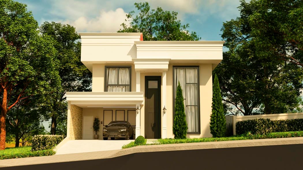 Fachada de sobrado clássico com detalhes ornamentados