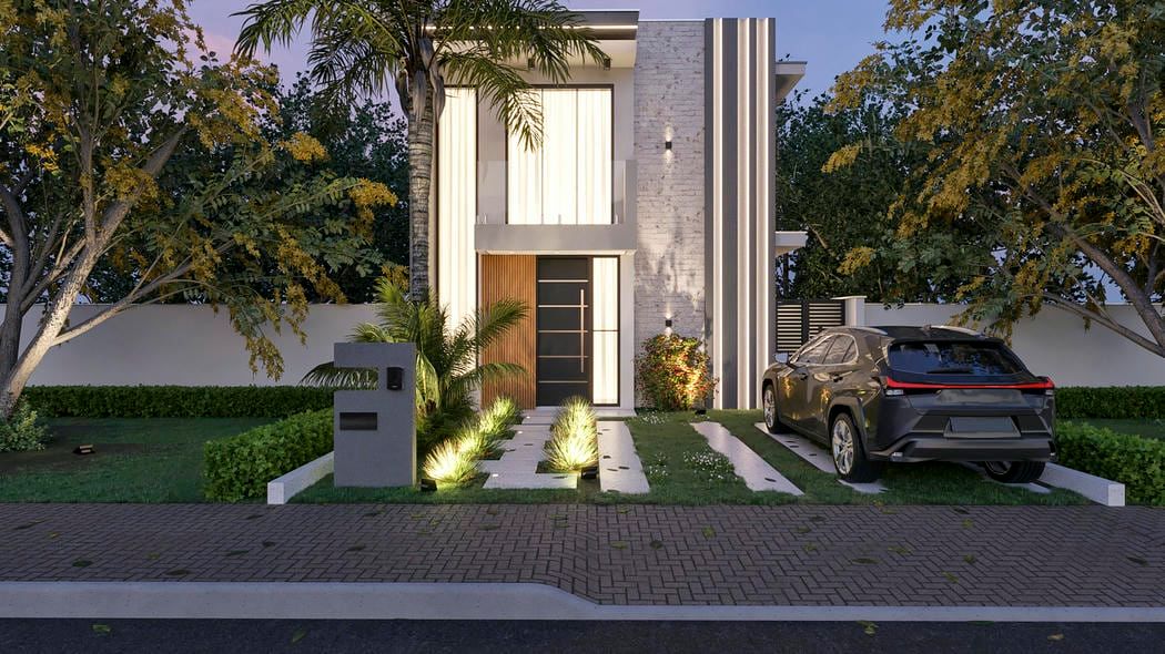 sobrado moderno com led 