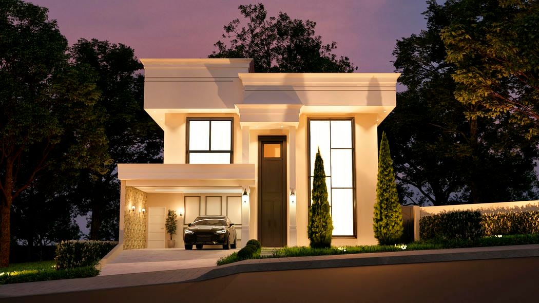 Fachada de sobrado clássico com detalhes ornamentados