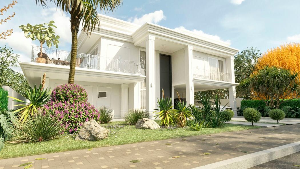 fachada com paisagismo