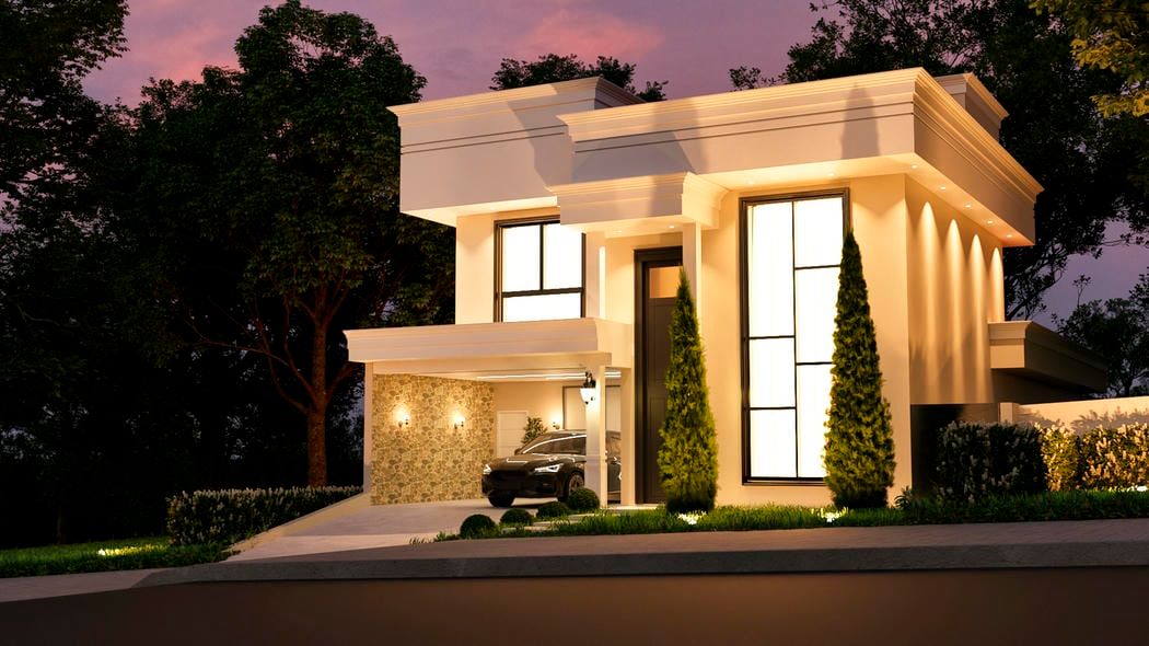 Fachada de sobrado clássico com detalhes ornamentados