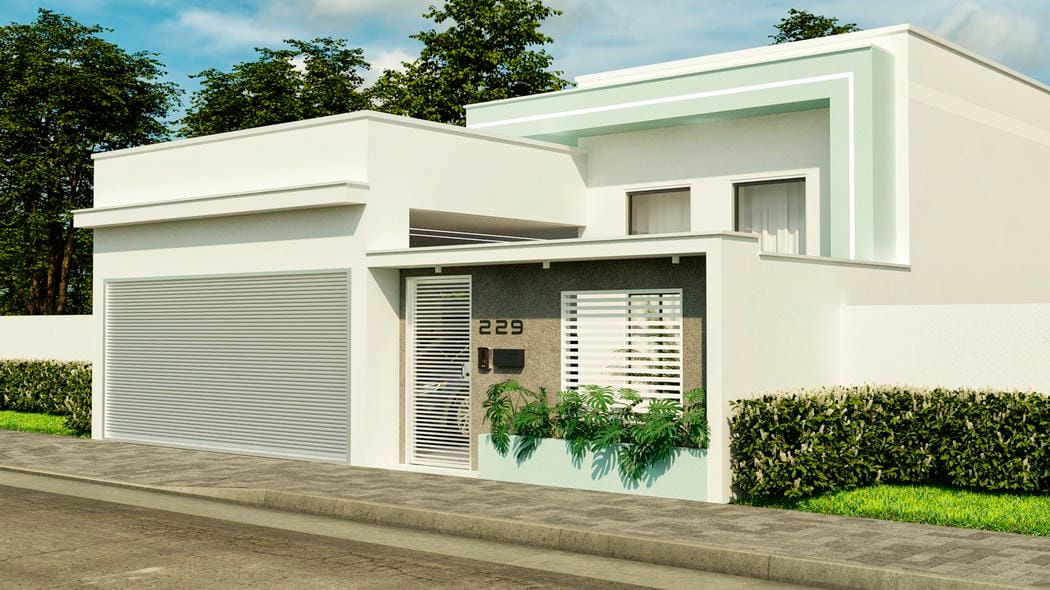 projeto com fachada com floreira