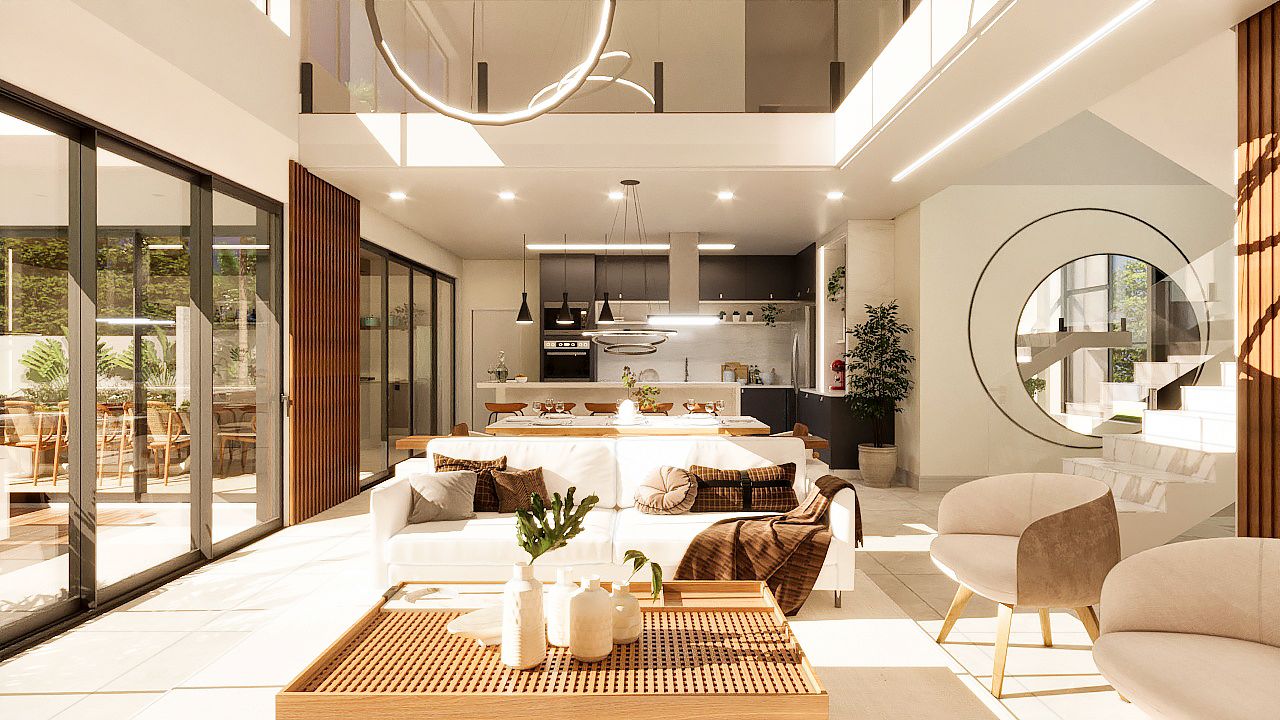 sala de estar iluminada