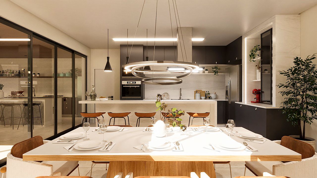 sala de jantar com pendente