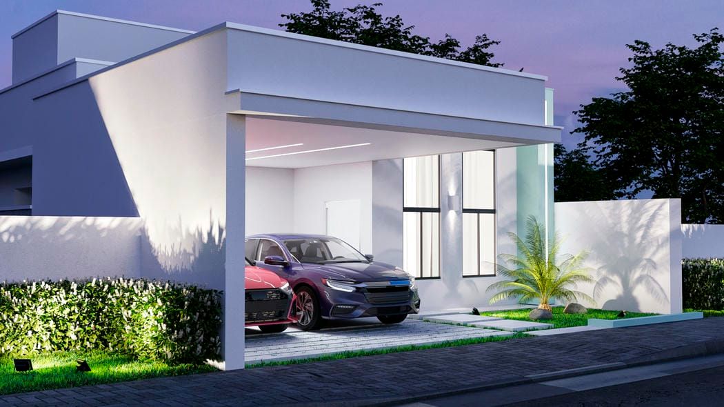 Fachada moderna com led e spots