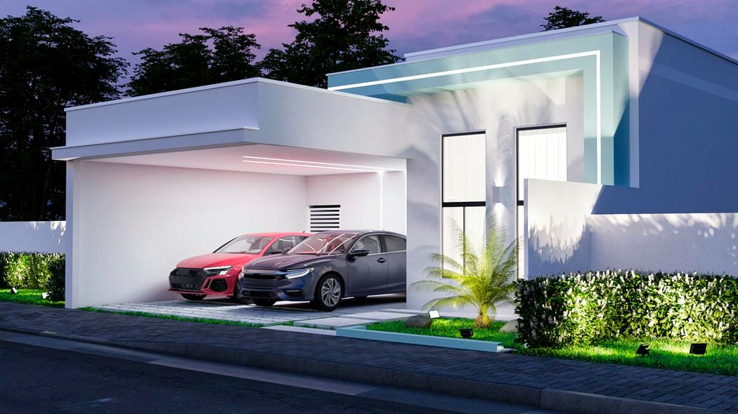 Fachada com iluminação externa