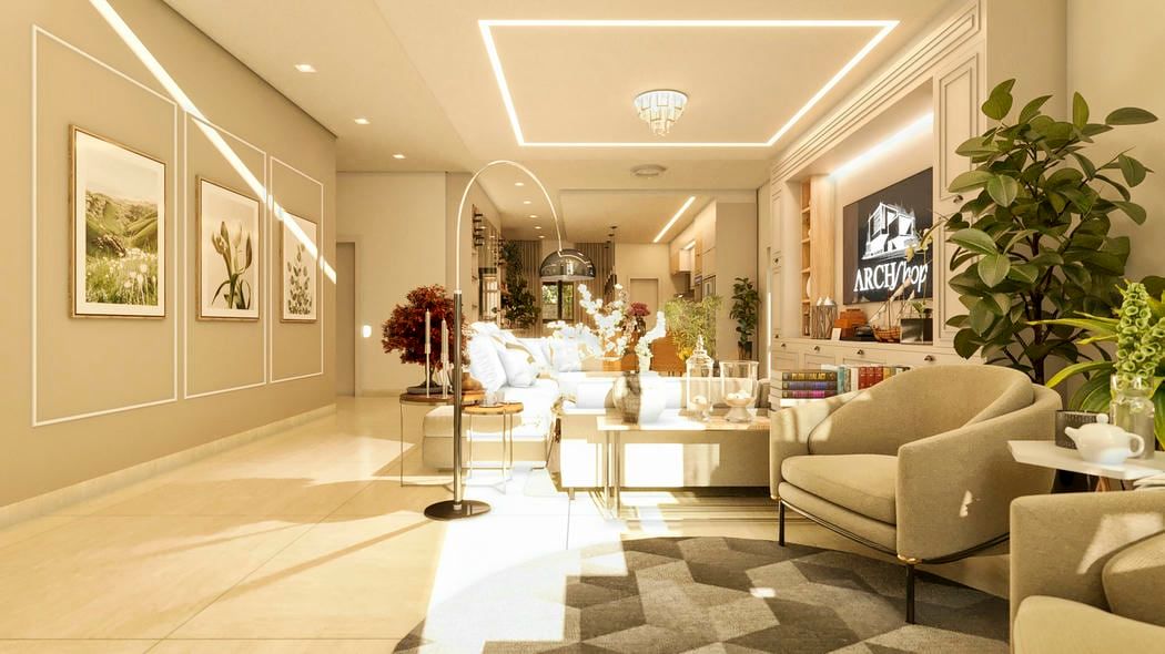 Sala de estar com decoração clássica