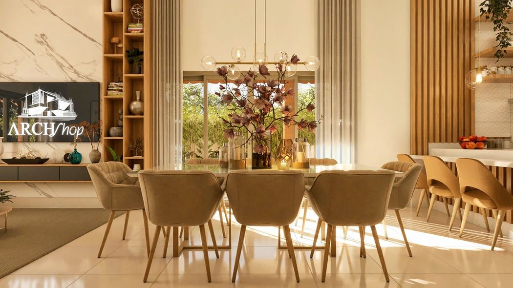 imagem de sala de jantar com porta