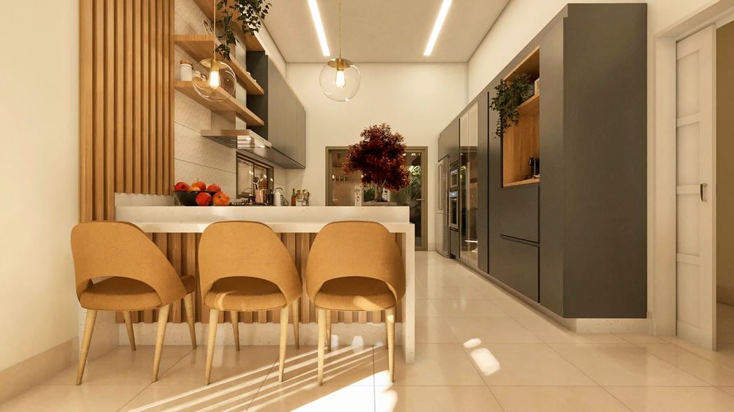 imagem de cozinha moderna com led