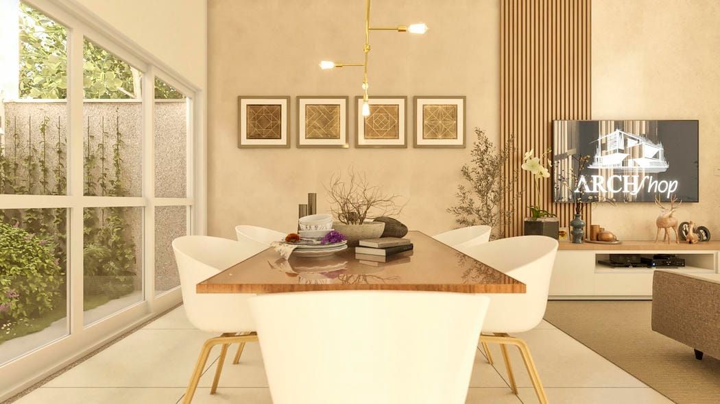 projeto sala de jantar com decoração