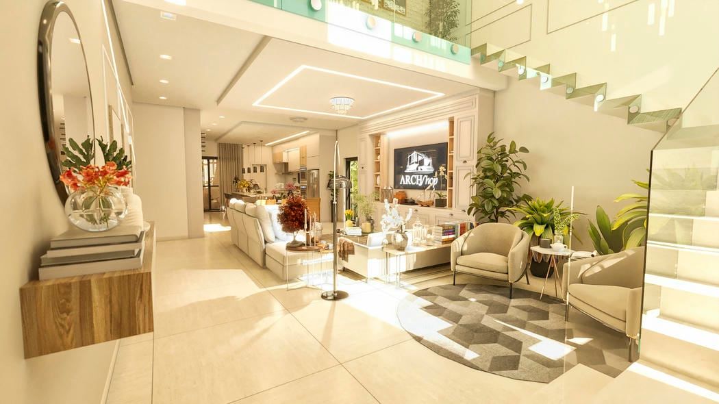 Sala com paleta em tons bege