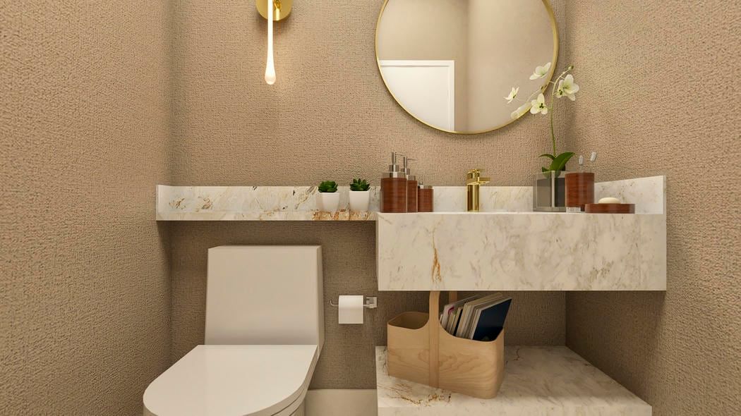 projeto de lavabo com papel de parede