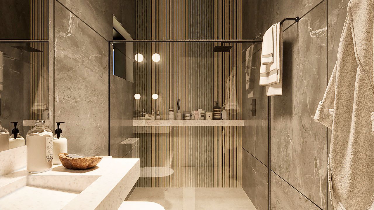 banheiro com box de vidro