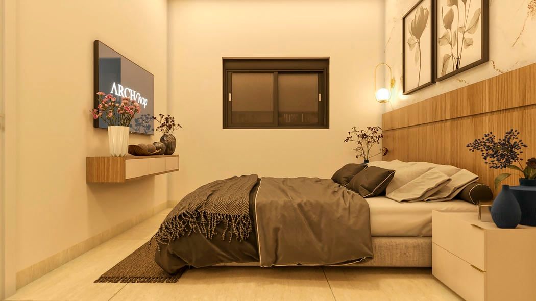 Dormitório com papel de parede