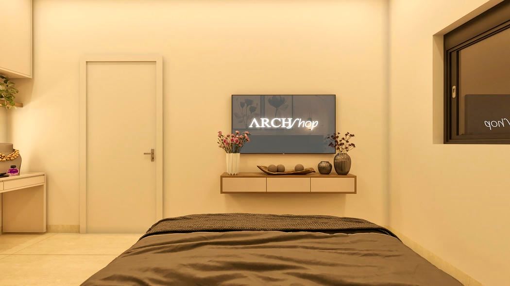 Dormitório com papel de parede