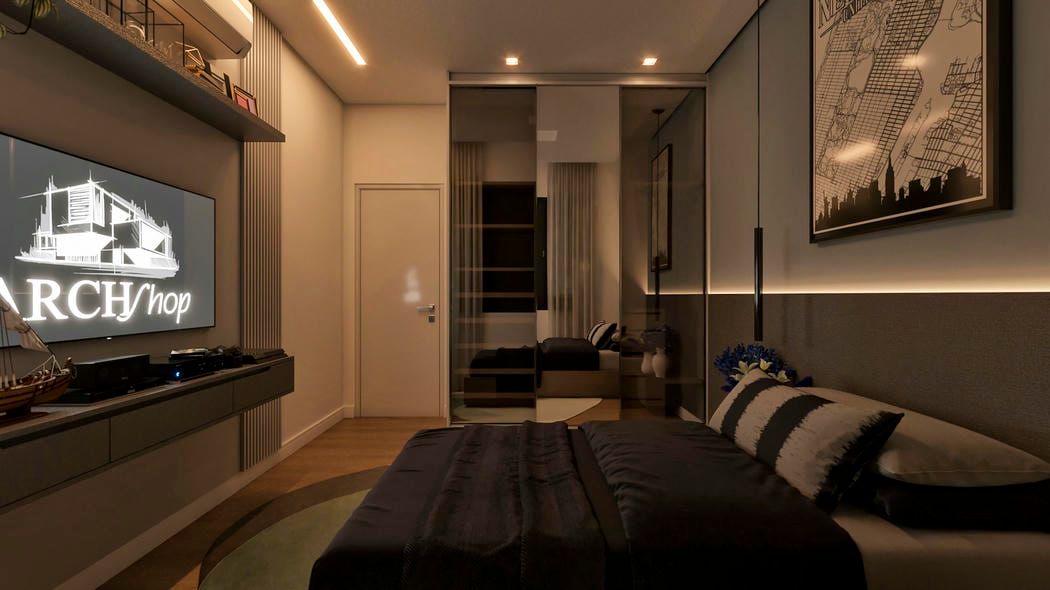 quarto moderno com tv