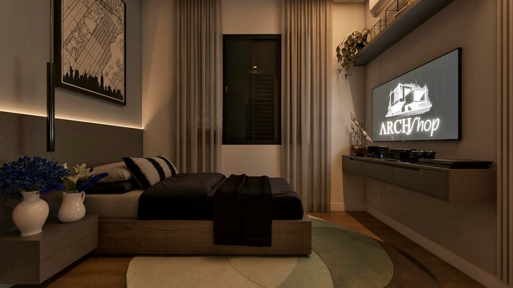 quarto moderno com tv
