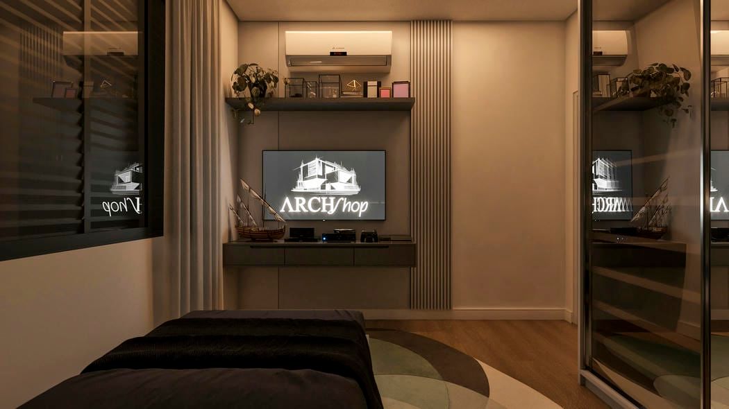 quarto moderno com tv