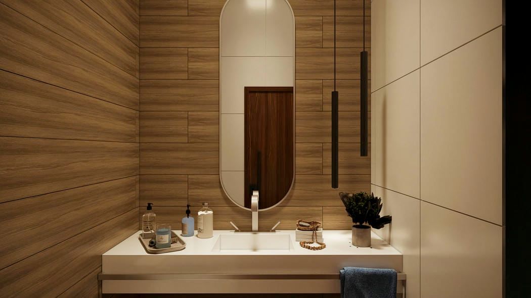 Lavabo compacto com acabamento moderno