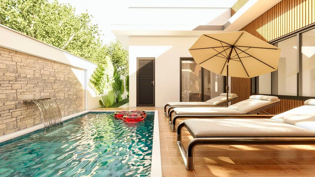 piscina com cascata