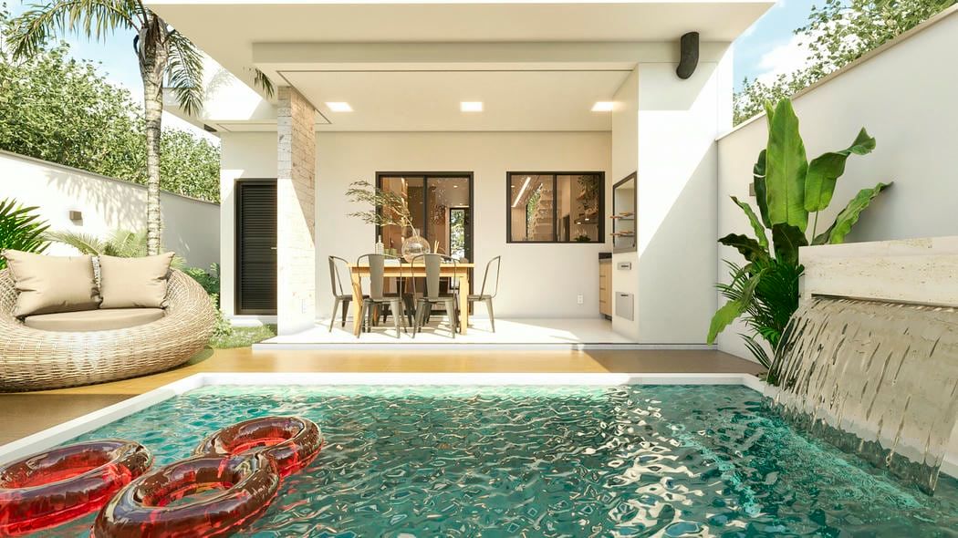 projeto de sobrado com piscina
