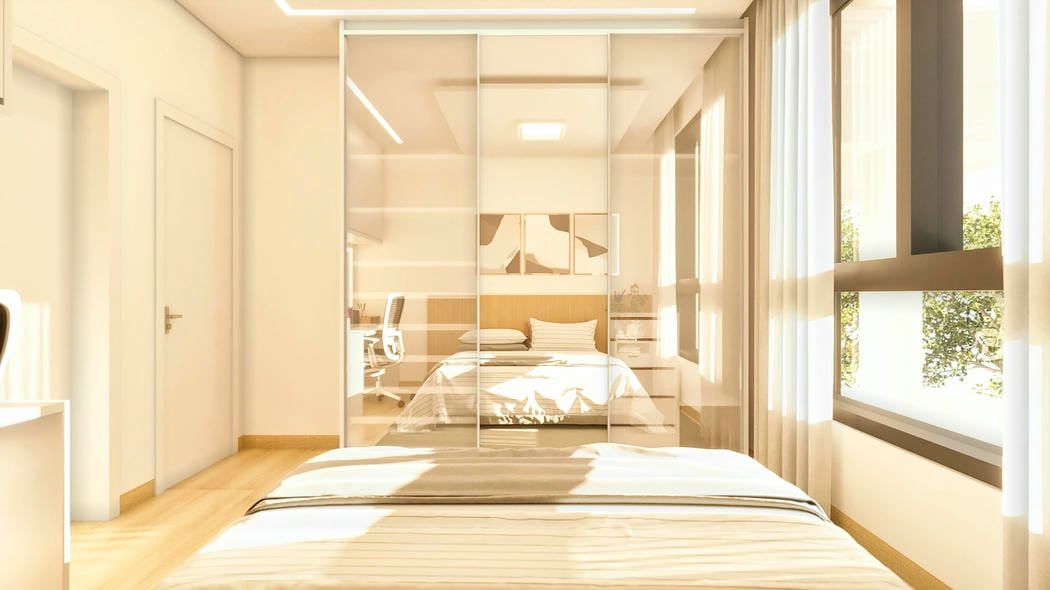 Dormitório com cabeceira