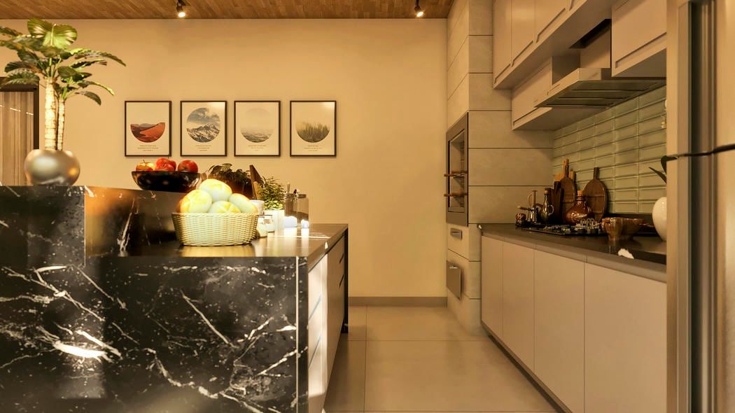 Área gourmet integrada ao lazer com detalhes rústicos