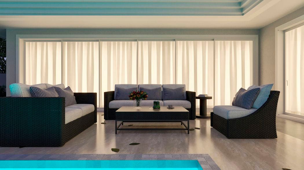 vista da área de lazer a noite