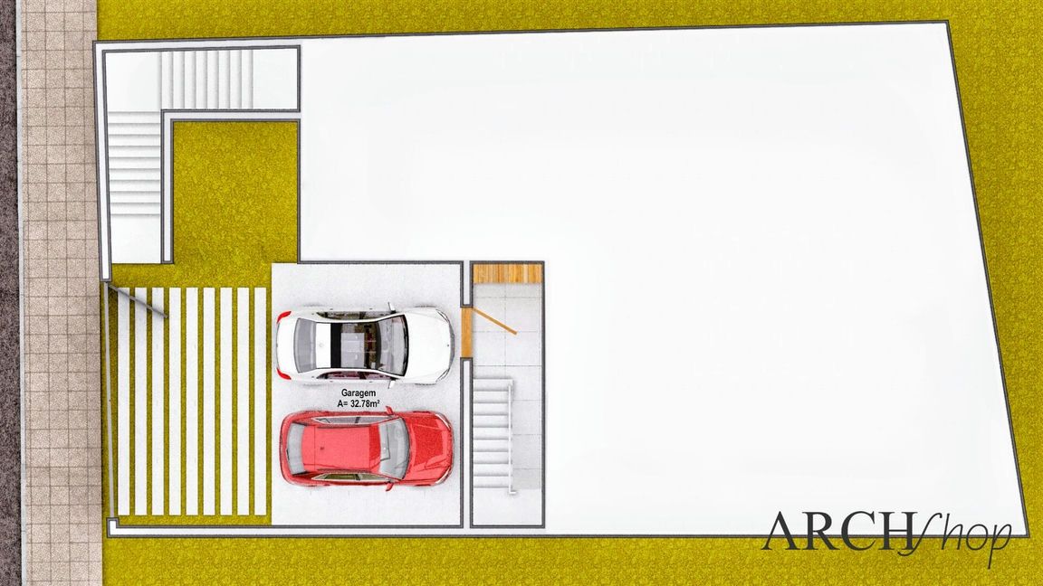 Planta baixa para aclive com 3 quartos