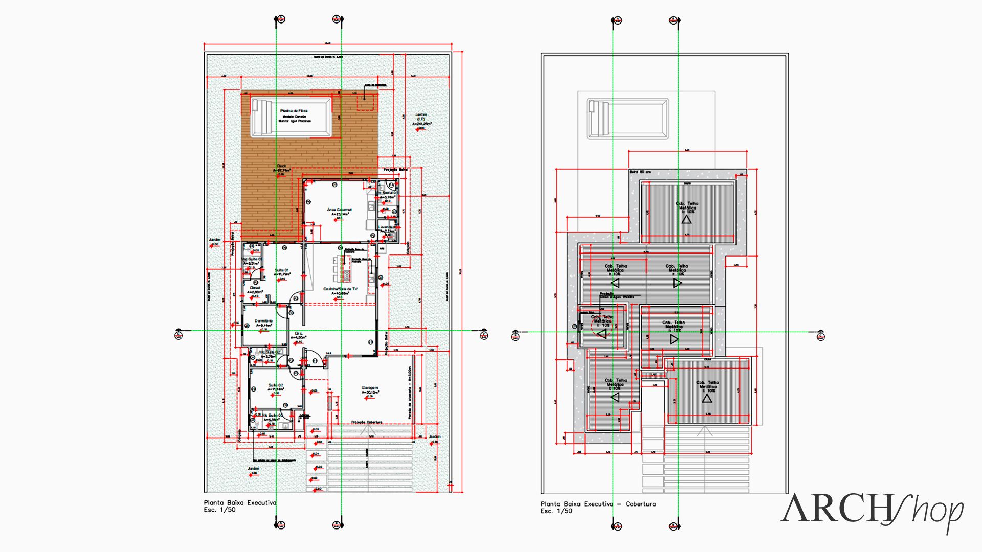 Planta de casa térrea com 3 quartos