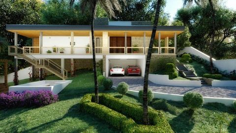 Planta de Casa de Campo com 3 Quartos e Varanda